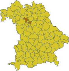 Map of Bavaria highlighting the district Erlangen-Höchstadt
