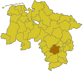 Map of Lower Saxony highlighting the district Hildesheim