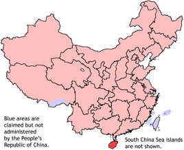 Hainan is highlighted on this map