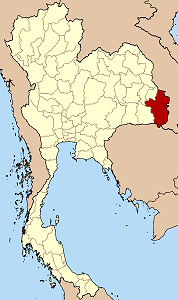 Map of Thailand highlighting Ubon Ratchathani Province