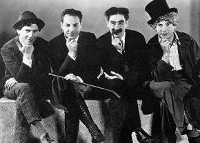 The brothers in Hollywood: (left to right) Chico, Zeppo, Groucho, Harpo