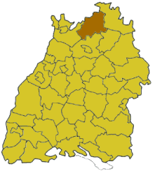 Map of Baden-Wrttemberg highlighting the district Neckar-Odenwald-Kreis