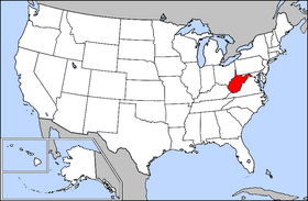 Map of the U.S. with West Virginia highlighted