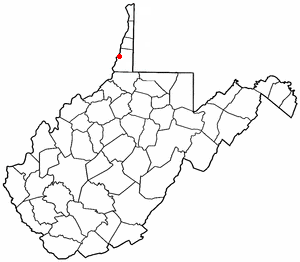 Location of Moundsville, West Virginia