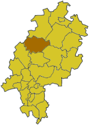 Map of Hesse highlighting the district Marburg-Biedenkopf