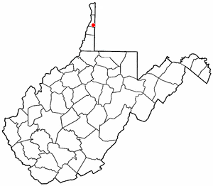Location of Bethany, West Virginia