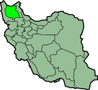 Map showing East Azarbaijan in Iran