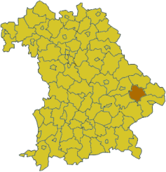 Map of Bavaria highlighting the district Deggendorf