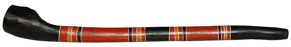 This is a new authentic didgeridoo from . It was made in the 1990s by , a famous didgeridoo maker and player from a remote Aboriginal community. Notice the huge bell.