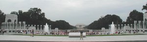 Panorama of the Memorial, seen from the east, with the  in the background.