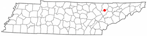 Location of Lake City, Tennessee