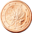 Oak twig on back of German 1 cent coin