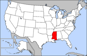 Map of the U.S. with Mississippi highlighted