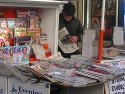 Newspaper vendor, , , February 2005