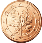 Oak twig on back of German 5 cent coin