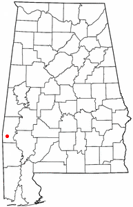 Location of Gilbertown, Alabama