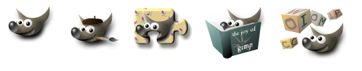 The GIMP Logos with Wilber, the GIMP mascot