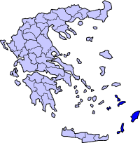 Map showing Dodecanese within Greece
