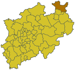Map of North Rhine-Westphalia highlighting the district Minden-Lbbecke