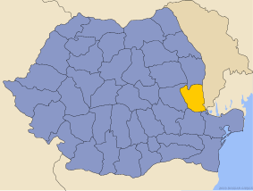 Administrative map of  with Galaţi county highlighted