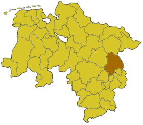 Map of Lower Saxony highlighting the district Gifhorn