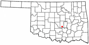 Location of Asher, Oklahoma