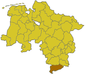 Map of Lower Saxony highlighting the district Gttingen