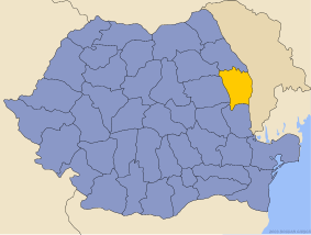 Administrative map of with Vaslui county highlighted