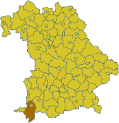 Map of Bavaria highlighting the district Oberallgäu