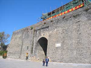 The Great Wall's 'First Gate Under Heaven', under repairs.  Shanhaiguan, Hebei, 2003/10.