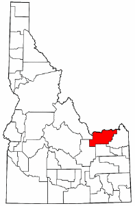 Map of Idaho highlighting Clark County