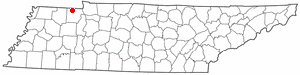 Location of Puryear, Tennessee