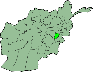 Map showing Lowgar province in Afghanistan