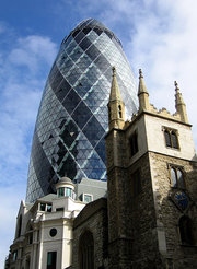 At 590 feet - 180 m, the building is the 6th tallest in London
