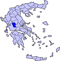 Map showing Evrytania within Greece