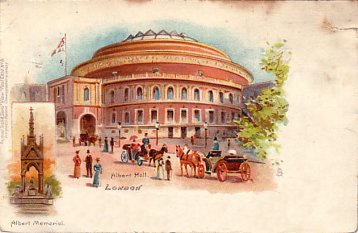 Postcard of the Royal Albert Hall (circa ) with an inset of the 