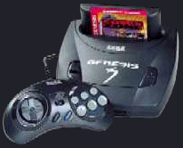 Majesco's Genesis 3 with a 6 button arcade gamepad and Comix Zone in the cartridge slot