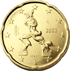 A picture of one of his sculptures ("Unique Forms of Continuity in Space") on the Italian euro.