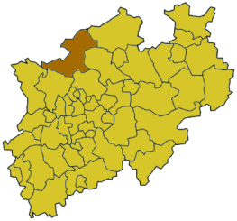 Map of North Rhine-Westphalia highlighting the district Borken