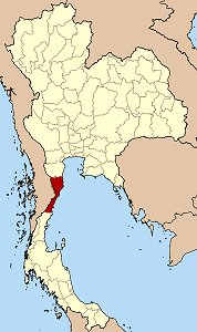 Map of Thailand highlighting Prachuap Khiri Khan Province