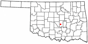 Location of Tribbey, Oklahoma