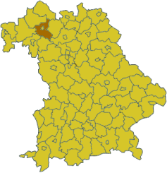 Map of Bavaria highlighting the district Schweinfurt