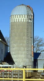 Concrete stave silo used for corn silage