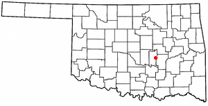 Location of Wewoka, Oklahoma