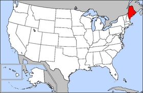 Map of the U.S. with Maine highlighted