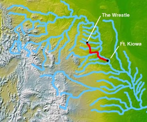 The route of the 1823 odyssey by Hugh Glass