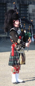 A bagpipe performer in .