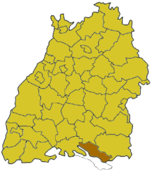 Map of Baden-Wrttemberg highlighting the district Bodenseekreis