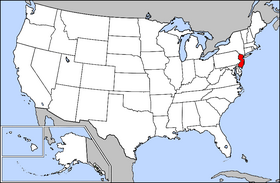 Map of the U.S. with New Jersey highlighted