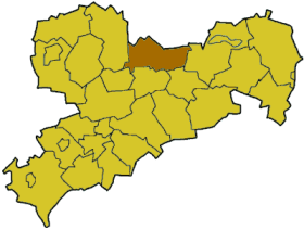 Map of Saxony highlighting the district Riesa-Groenhain